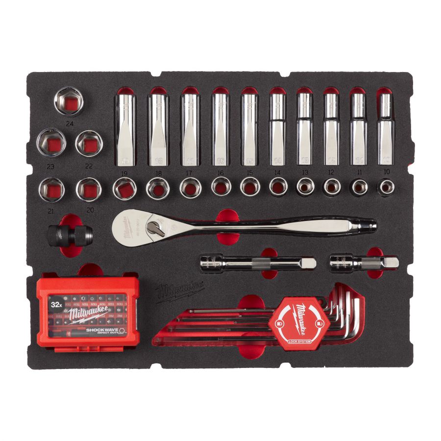 Sechskantschlüssel, SHOCKWAVE Bits & 1/2 Ratschen u. Steckschlüsseleinsätze Einlage 70-teilige Einlage für PACKOUT Koffer mit Schubladen - 1 Stück